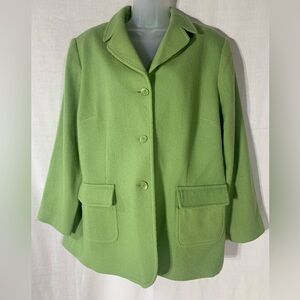 Coldwater Greek 100%! Wool Green Women's Jacket Size 18